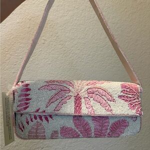 Viral Pink Palm Tree Beaded Shoulder Bag